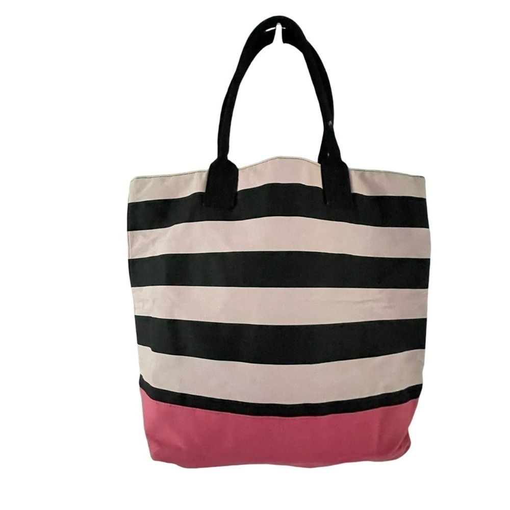 Victoria's Secret Limited Edition Pink Black Striped Getaway Tote - Picture 2 of 4